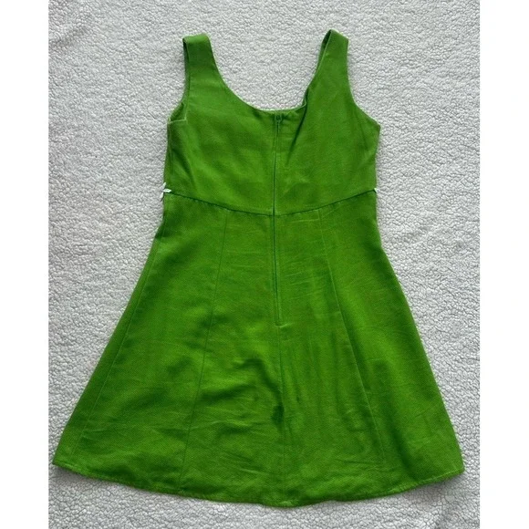 VTG 90s Sleeveless Green Mini Dress White Flowers Size 5 Garden Retro Cottage - Picture 10 of 10